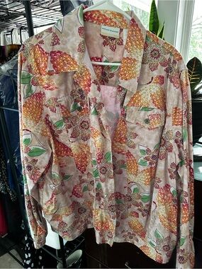 Alfred Dunner Pink Floral Button-Front Shirt Jacket
